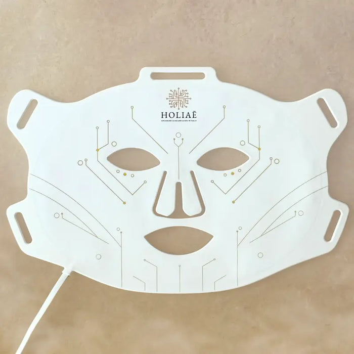 Masque LED visage Holiae RE:GEN I anti-âge régénératif avec 488 lumières rouges, infrarouges, bleues et jaunes