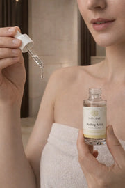 Application peeling AHA sur le visage avec pipette soin exfoliant