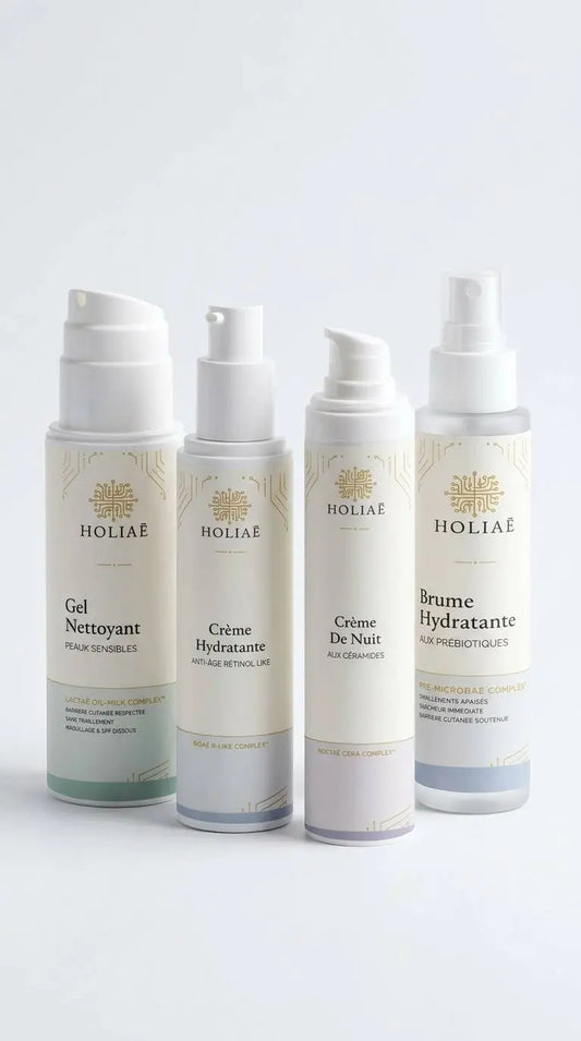 Routine skincare structurée hydratante pour restaurer le confort cutané, maintenir l’équilibre de la peau et prévenir la déshydratation.